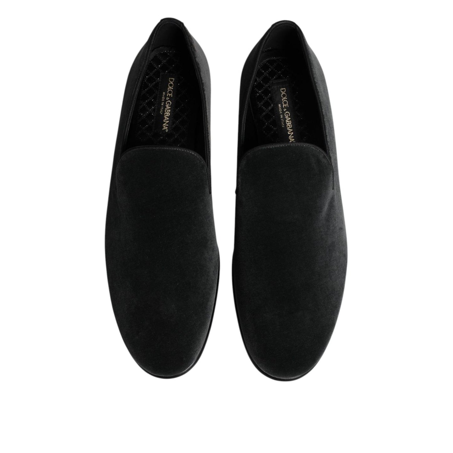 Dolce & Gabbana Black Velvet Slip On Loafers Formal Shoes