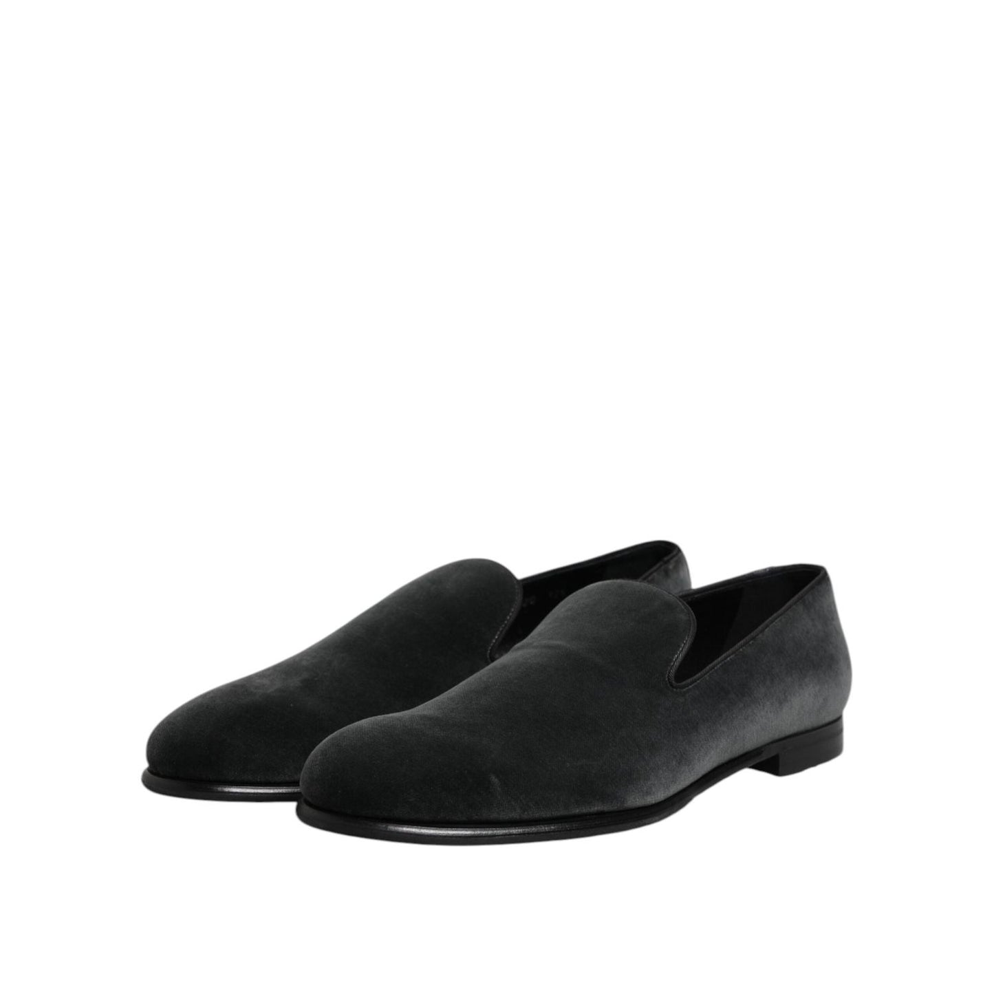 Dolce & Gabbana Black Velvet Slip On Loafers Formal Shoes
