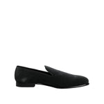 Dolce & Gabbana Black Velvet Slip On Loafers Formal Shoes