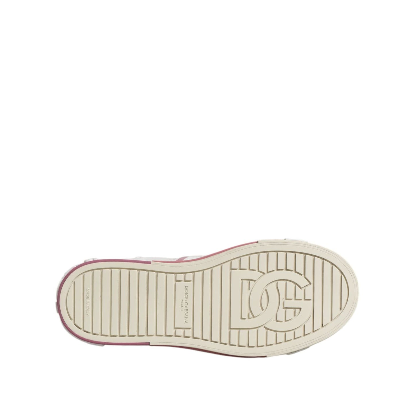Dolce & Gabbana White Pink Leather Low Top Sneakers Shoes