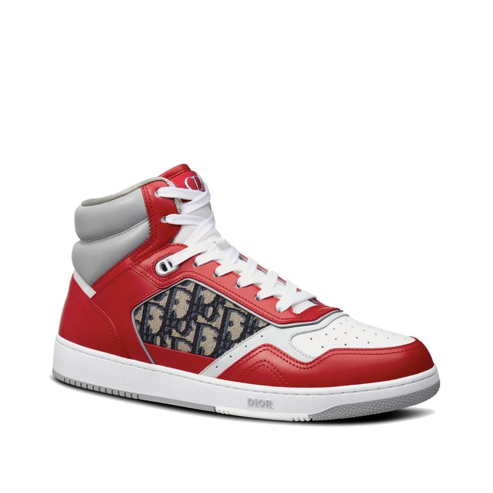Dior Red Leather High Top Sneakers