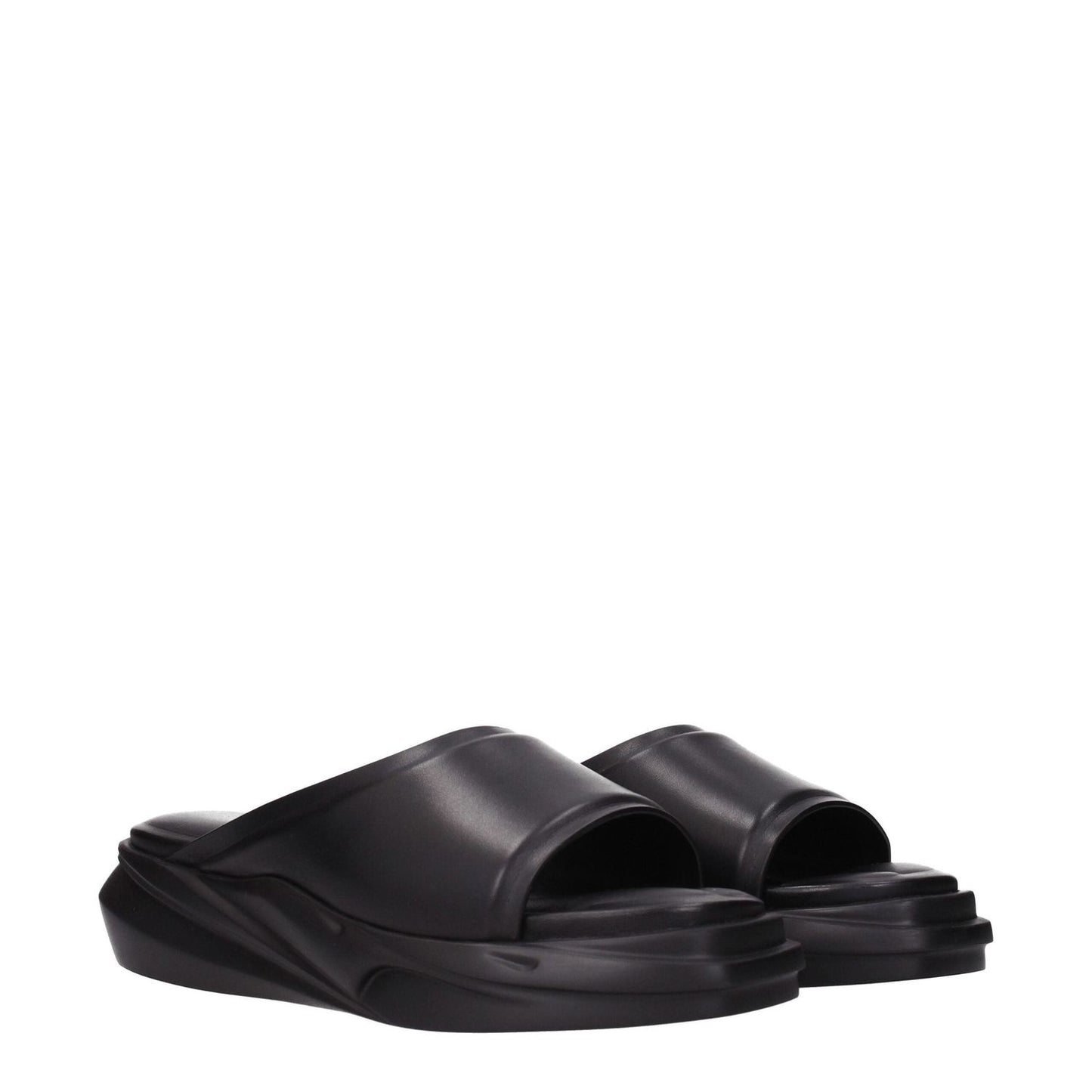 Alyx Black Leather Slippers Sandals AL-8547196928265-EU42/US9