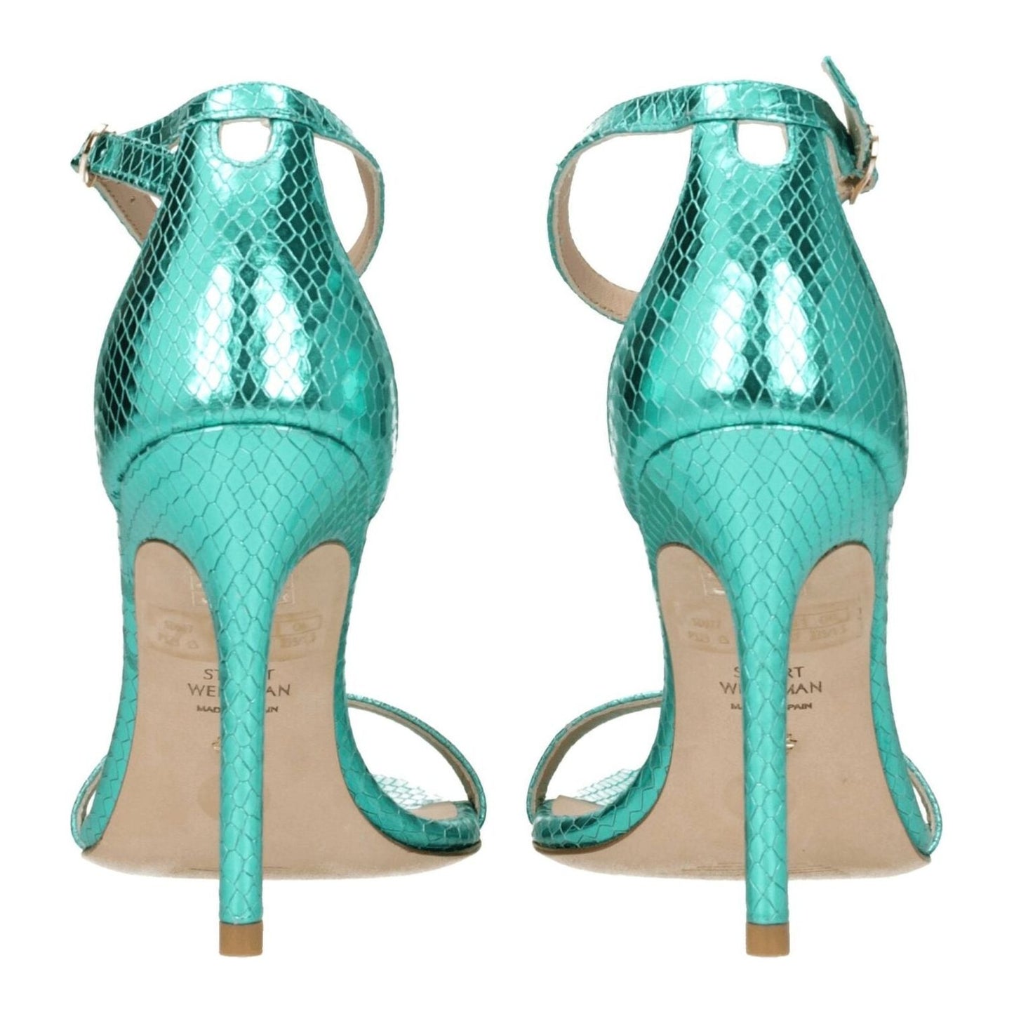 Stuart Weitzman Green Leather Stiletto Heels Sandals ST-8547287728393-EU37/US7
