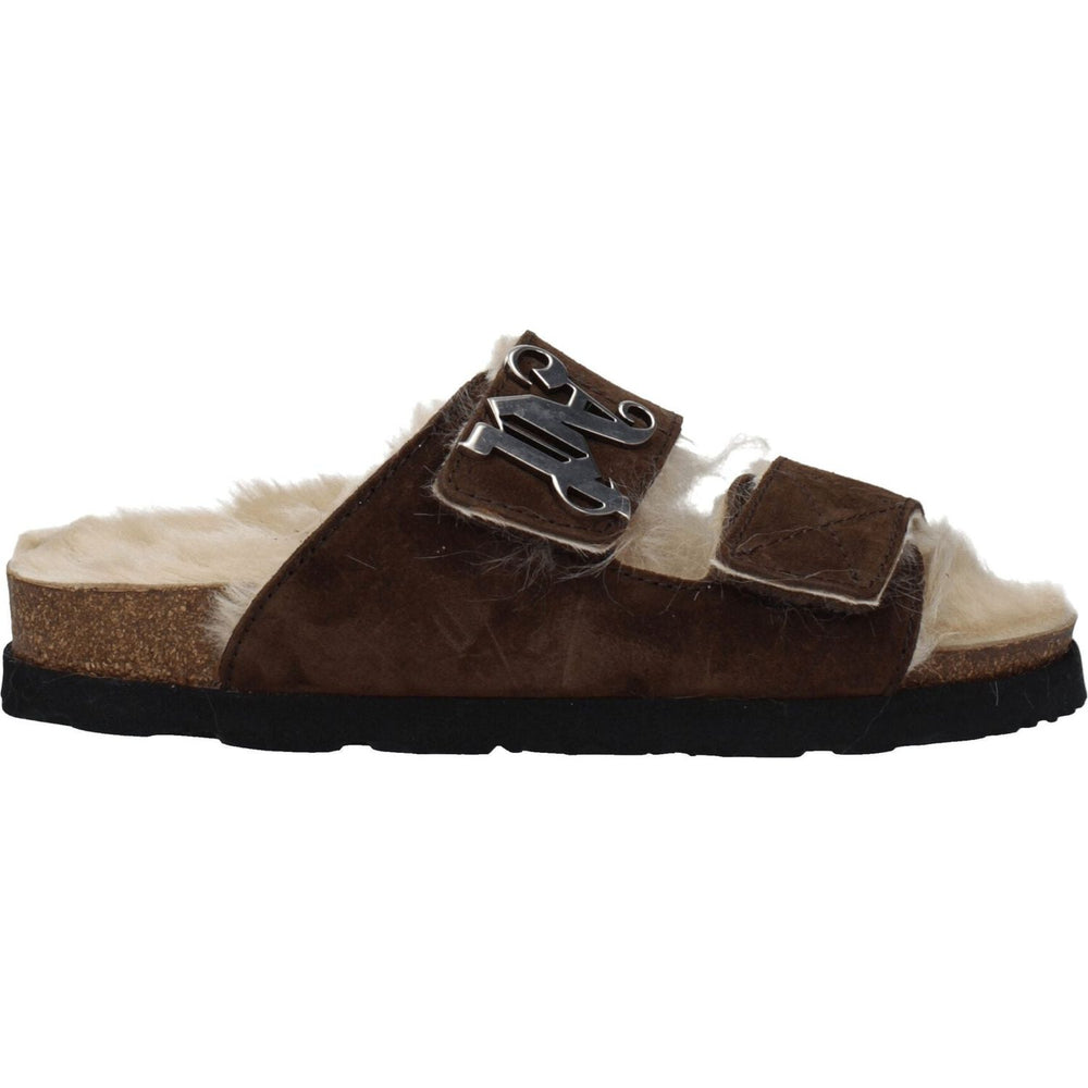 Palm Angels Brown Leather Slippers Sandals PA-8547450421513-EU40/US10