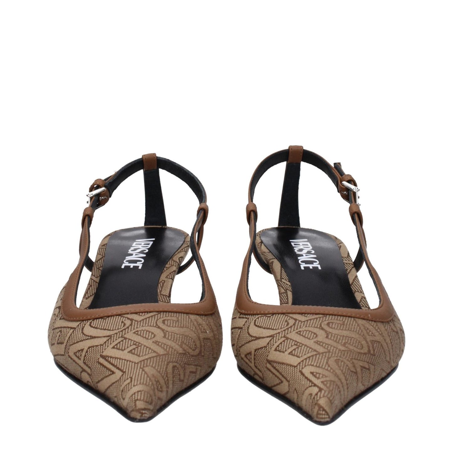 Versace Beige Fabric Mid Heel Pumps VE-8616441413897-EU36.5/US6.5
