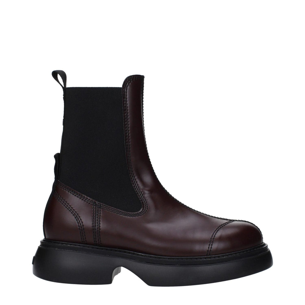 Ganni Brown Leather Ankle Boots GA-15063703191817-EU36/US6