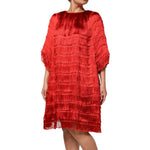 Dolce & Gabbana Red Silk Tiers Fringe Shift Knee Length Dress DR81822-40