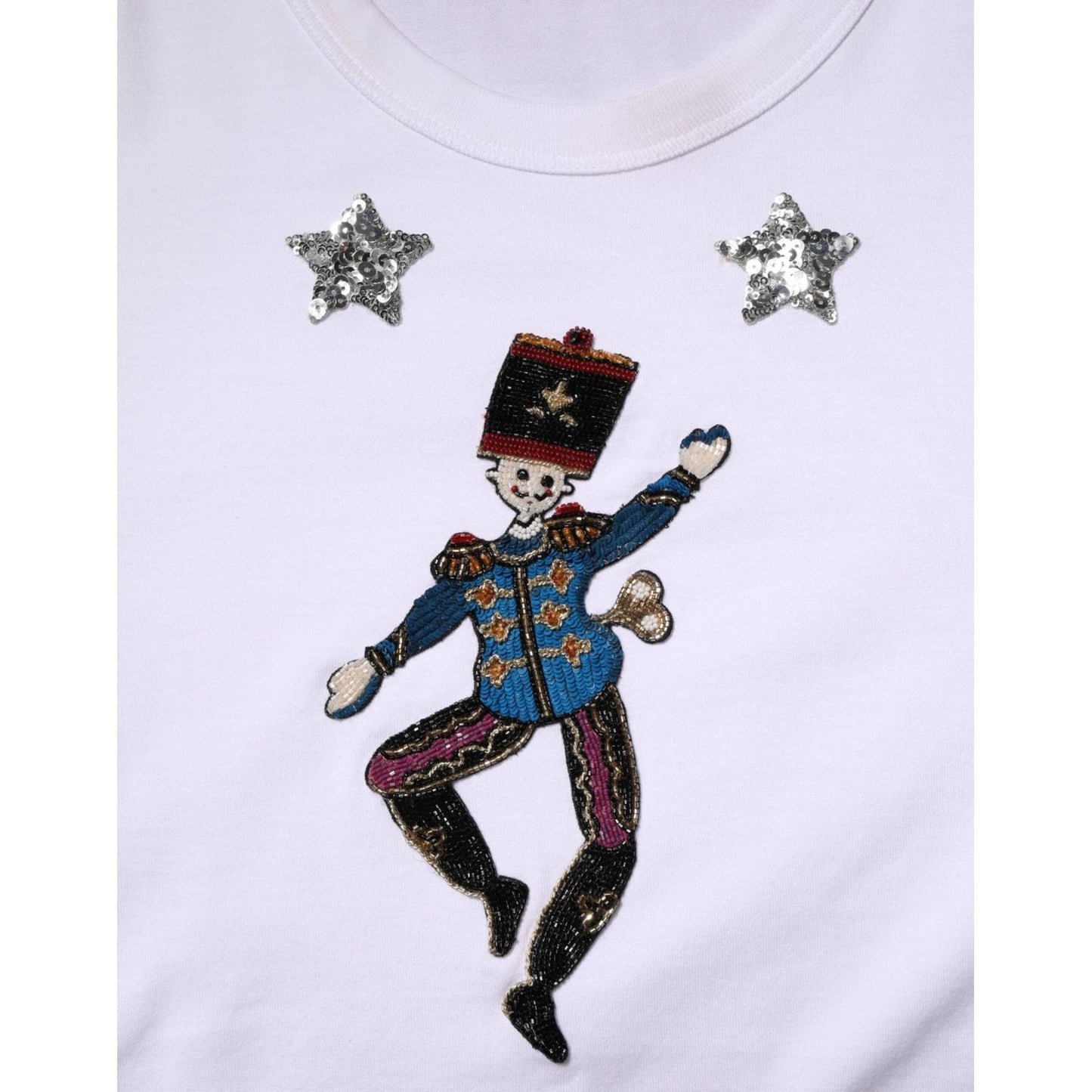 Dolce & Gabbana White Cotton Sequin Embellished Top T-shirt TSH90630-44