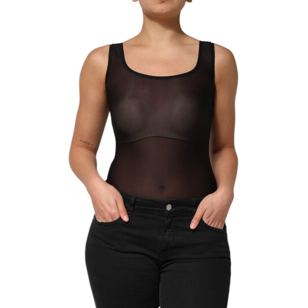 Dolce & Gabbana Black Nylon Sleeveless Round Neck Tank Top TSH90637-40