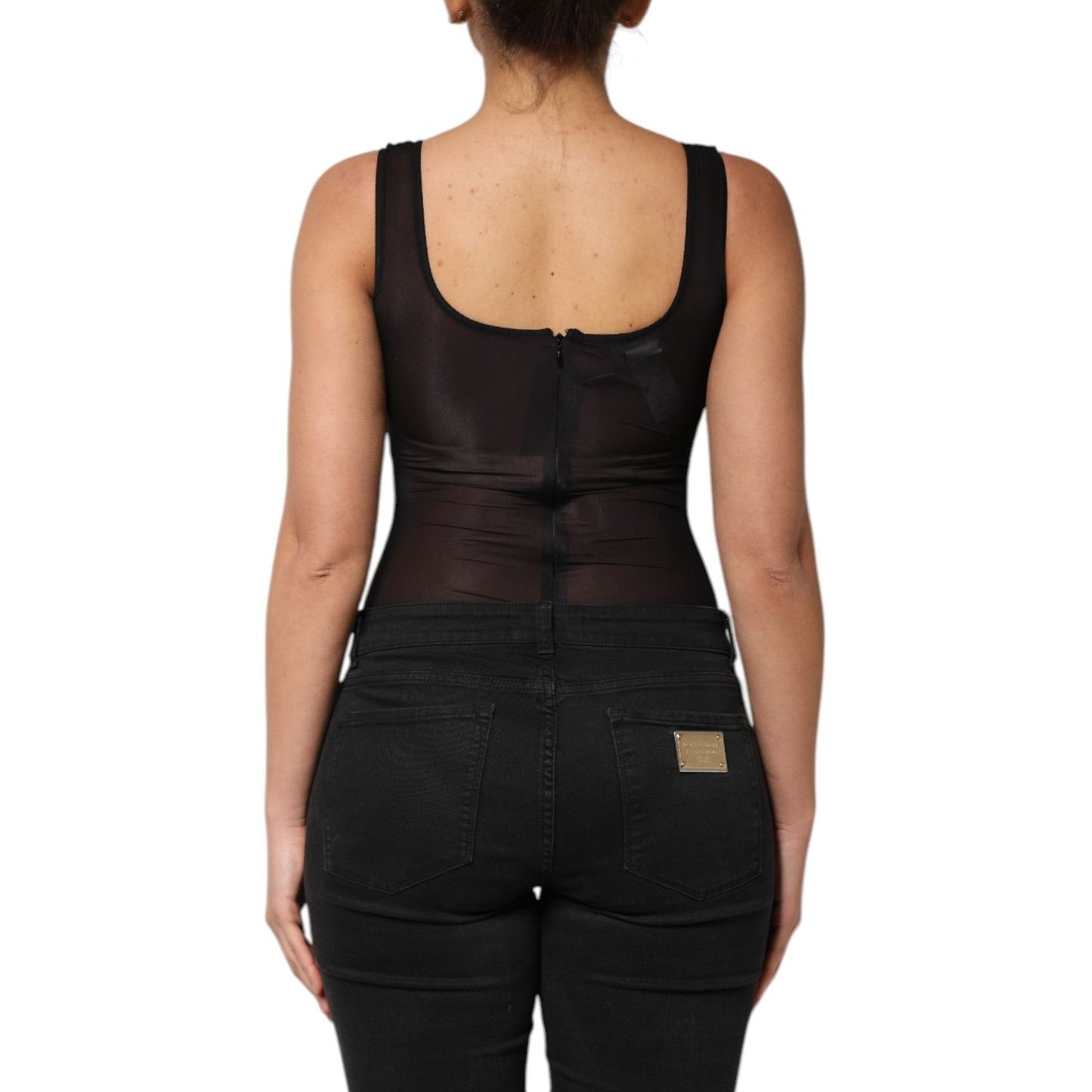 Dolce & Gabbana Black Nylon Sleeveless Round Neck Tank Top TSH90637-40