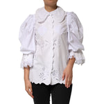 Dolce & Gabbana White Ruffled Lace Embellished Blouse Top TSH90648-42