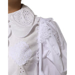 Dolce & Gabbana White Ruffled Lace Embellished Blouse Top TSH90648-42