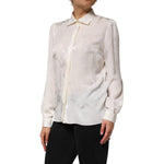 Dolce & Gabbana White Silk Long Sleeves Collared Shirt Top TSH90650-46