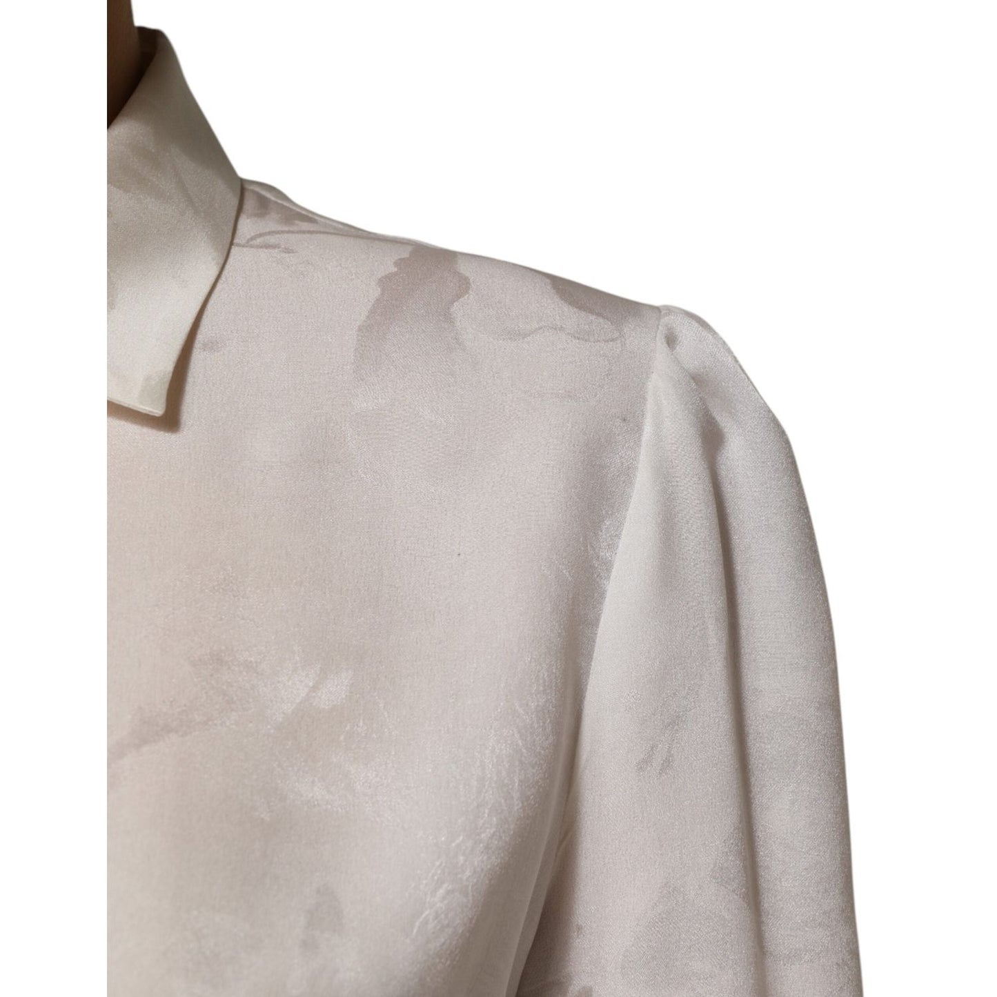 Dolce & Gabbana White Silk Long Sleeves Collared Shirt Top TSH90650-46