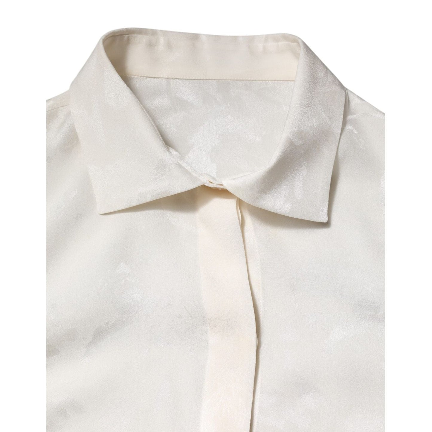 Dolce & Gabbana White Silk Long Sleeves Collared Shirt Top TSH90650-46