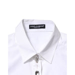 Dolce & Gabbana White Crystal Embellished Collared Shirt Top TSH90652-38