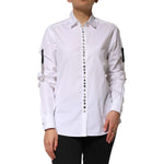 Dolce & Gabbana White Crystal Embellished Collared Shirt Top TSH90653-42