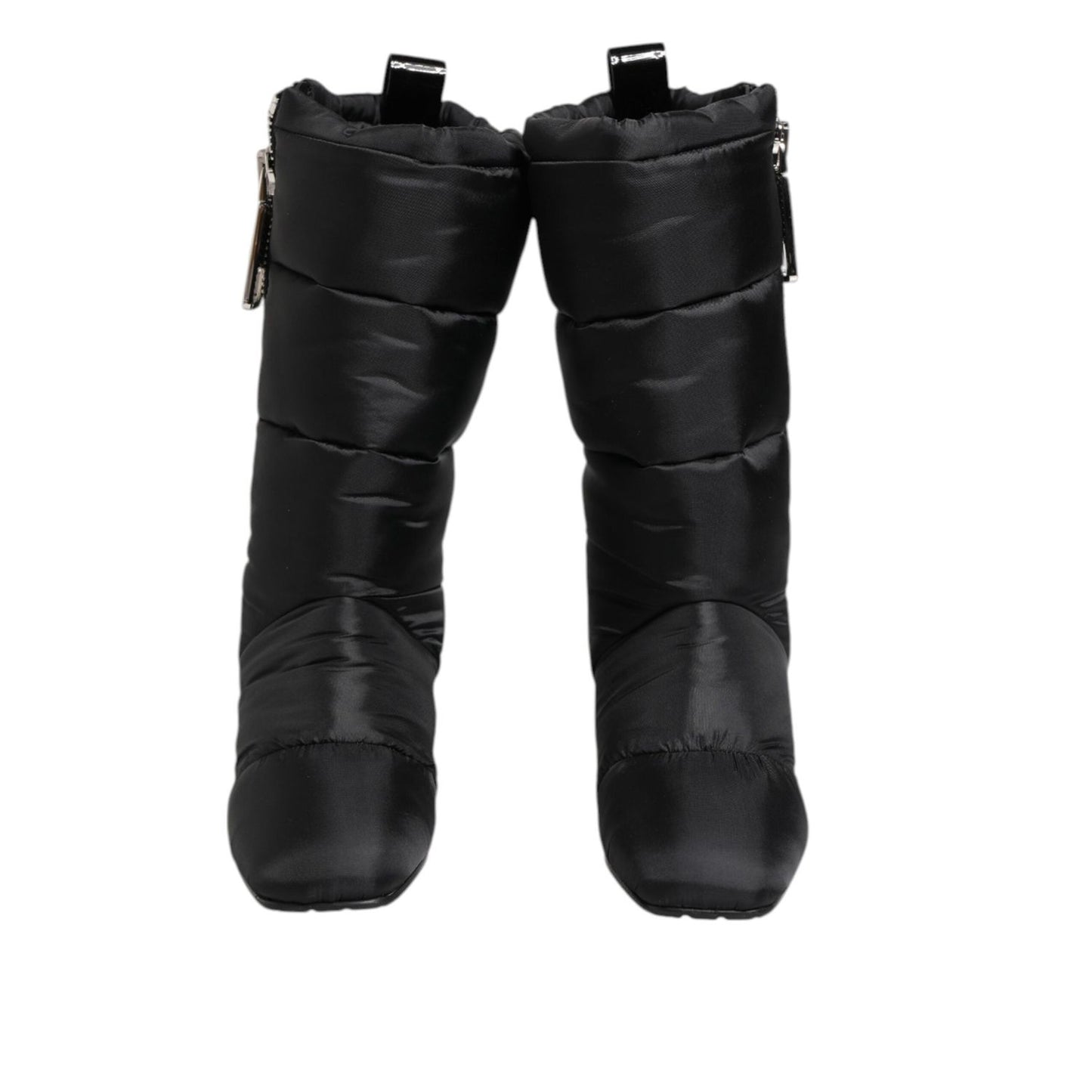 Dolce & Gabbana Black Padded Mid Calf Logo Heel Boots Shoes MV7706-38.5