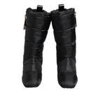 Dolce & Gabbana Black Padded Mid Calf Logo Heel Boots Shoes MV7706-38.5