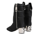 Dolce & Gabbana Black Padded Mid Calf Logo Heel Boots Shoes MV7706-38.5