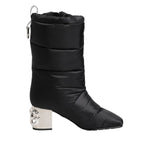 Dolce & Gabbana Black Padded Mid Calf Logo Heel Boots Shoes MV7706-38.5
