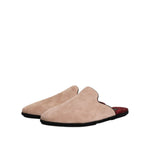 Dolce & Gabbana Beige Suede Leather Slides Flat Slipper Shoes
