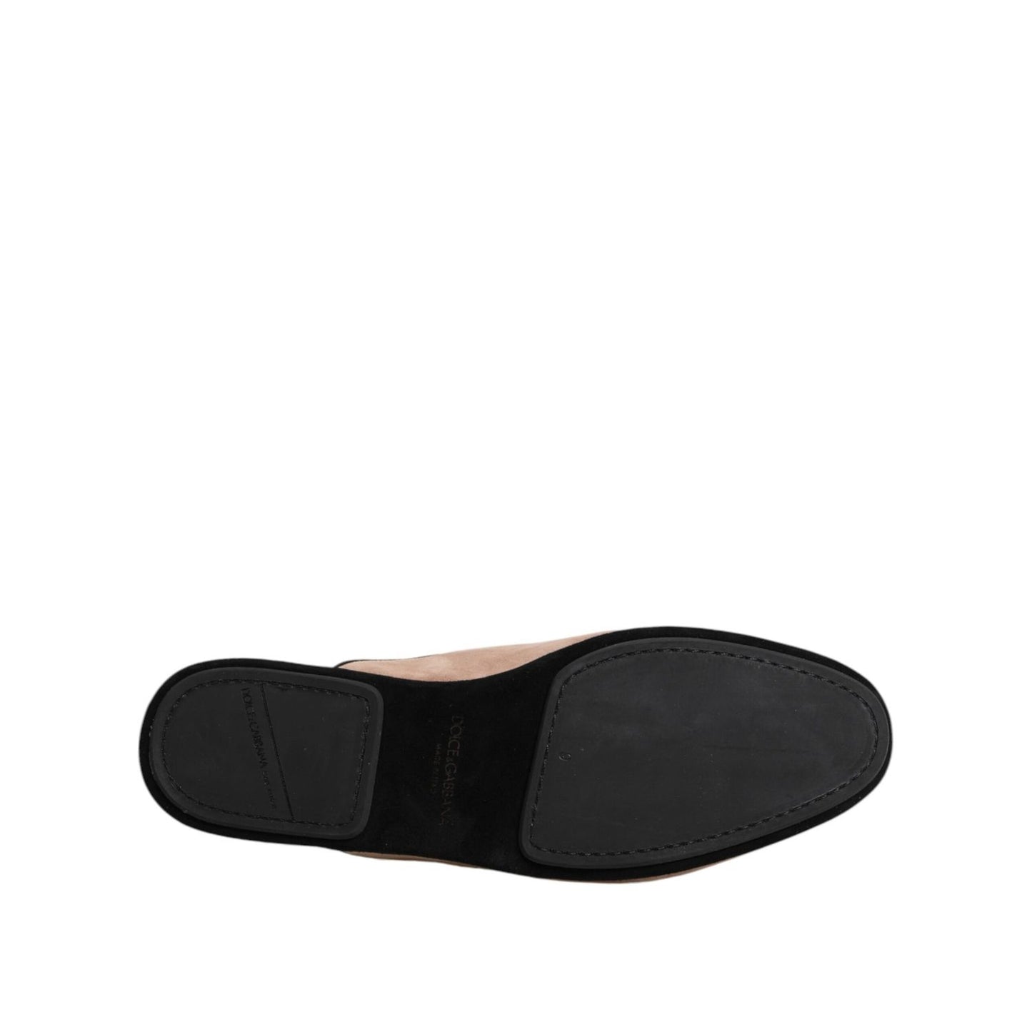 Dolce & Gabbana Beige Suede Leather Slides Flat Slipper Shoes