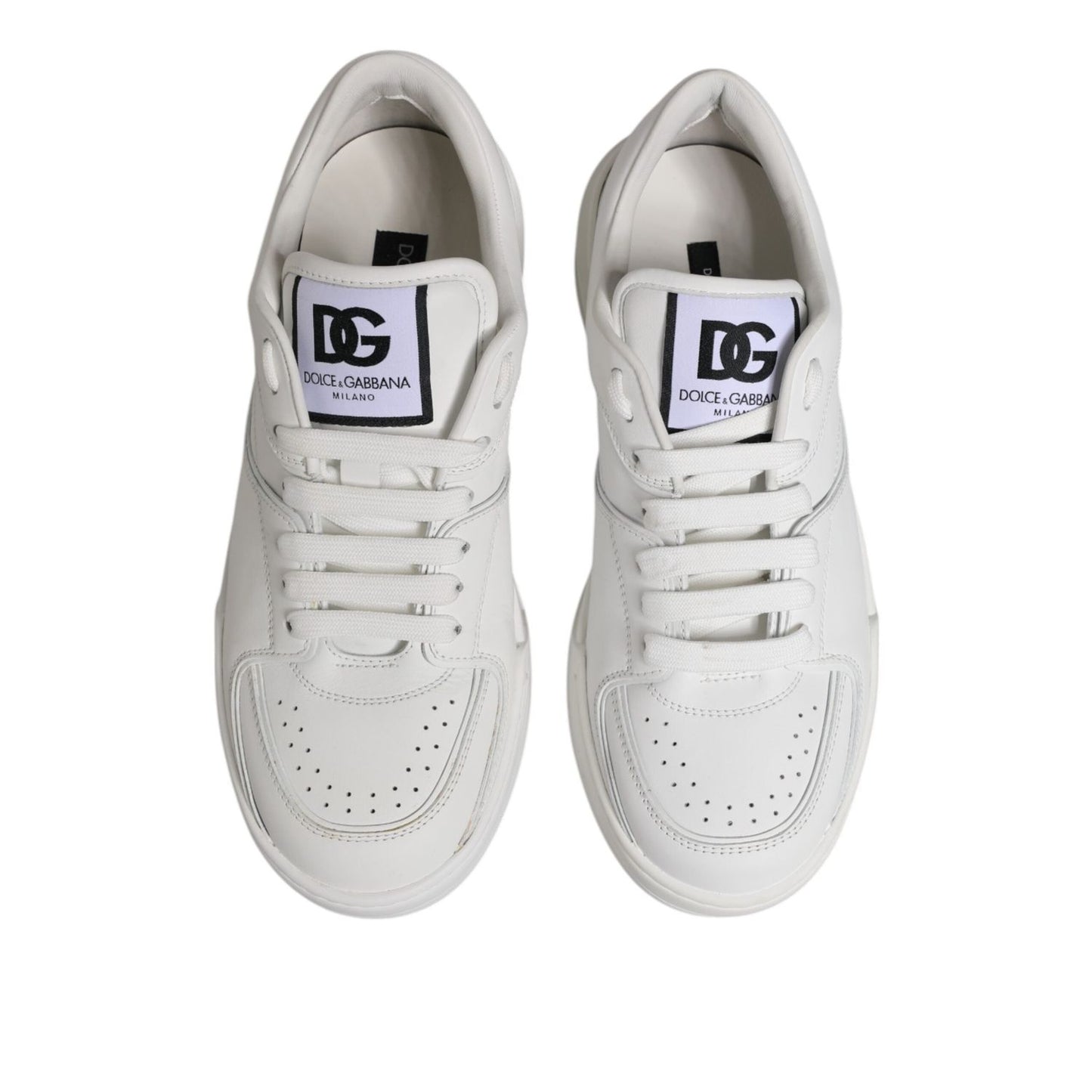 Dolce & Gabbana White Miami Leather Low Top Sneakers Shoes MV7594-42