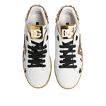 Dolce & Gabbana White Gold Crystal Portofino Sneakers Shoes MV7799-40.5
