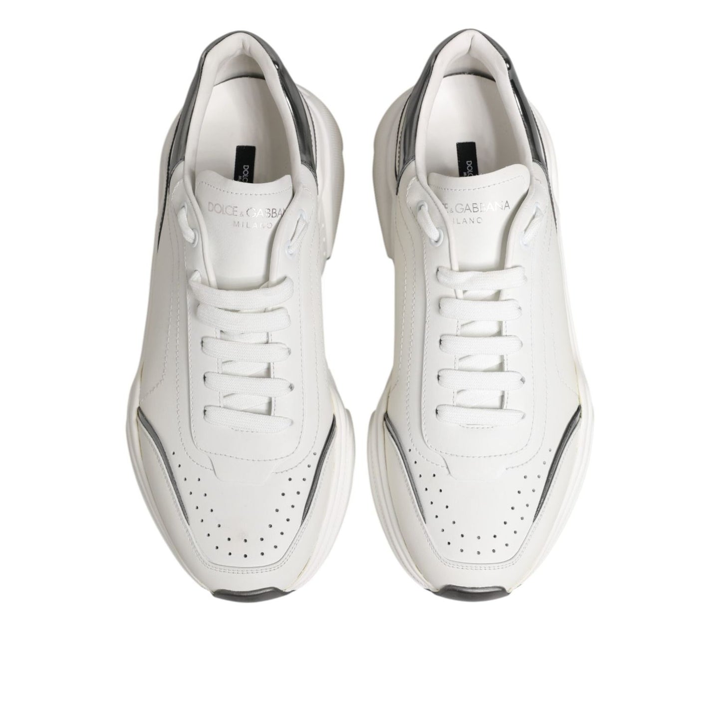 Dolce & Gabbana White Silver DAYMASTER Leather Sneakers Shoes MV7803-42