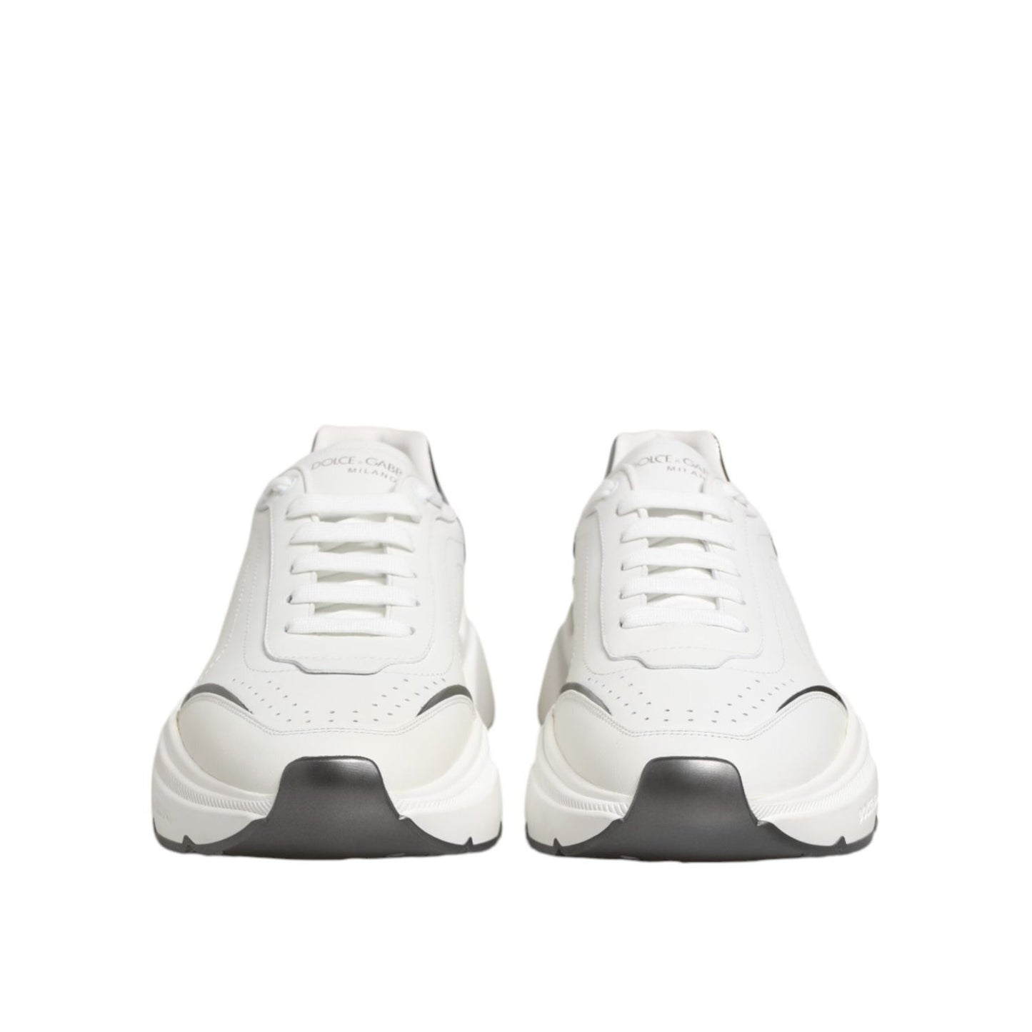 Dolce & Gabbana White Silver DAYMASTER Leather Sneakers Shoes MV7804-43