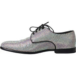 Dolce & Gabbana Silver Leather Rhinestones Derby Shoes