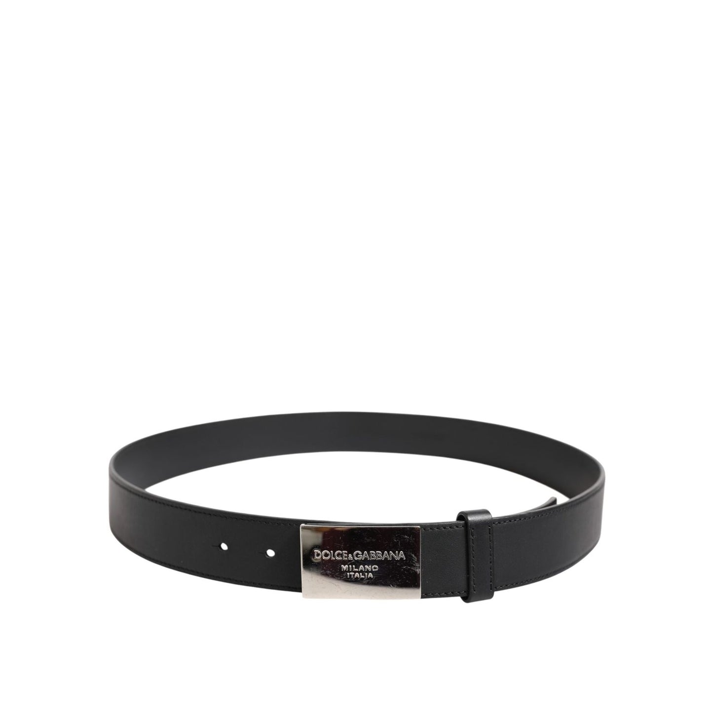Dolce & Gabbana Black Leather Classic Metal Logo Buckle Belt