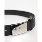 Dolce & Gabbana Black Leather Classic Metal Logo Buckle Belt