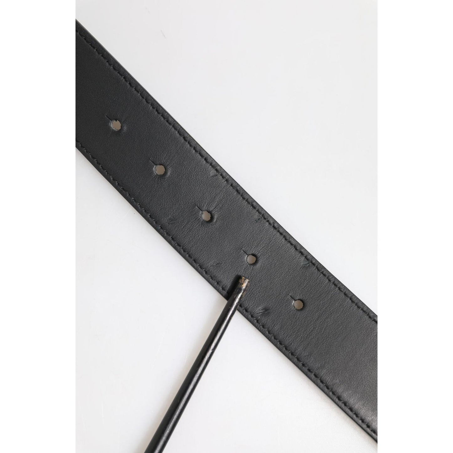 Dolce & Gabbana Black Leather Classic Metal Logo Buckle Belt