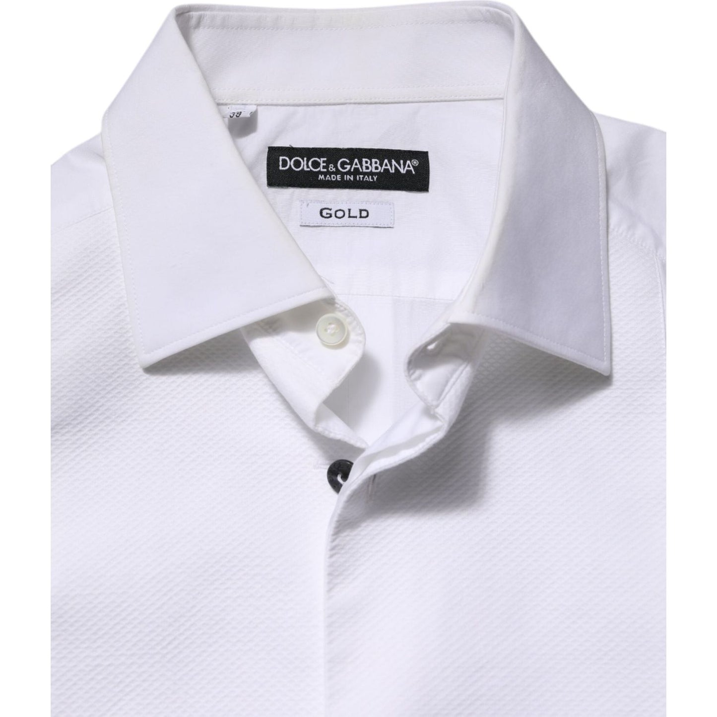 Dolce & Gabbana White Bib Cotton Poplin GOLD Men Formal Shirt