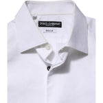 Dolce & Gabbana White Bib Cotton Poplin GOLD Men Formal Shirt