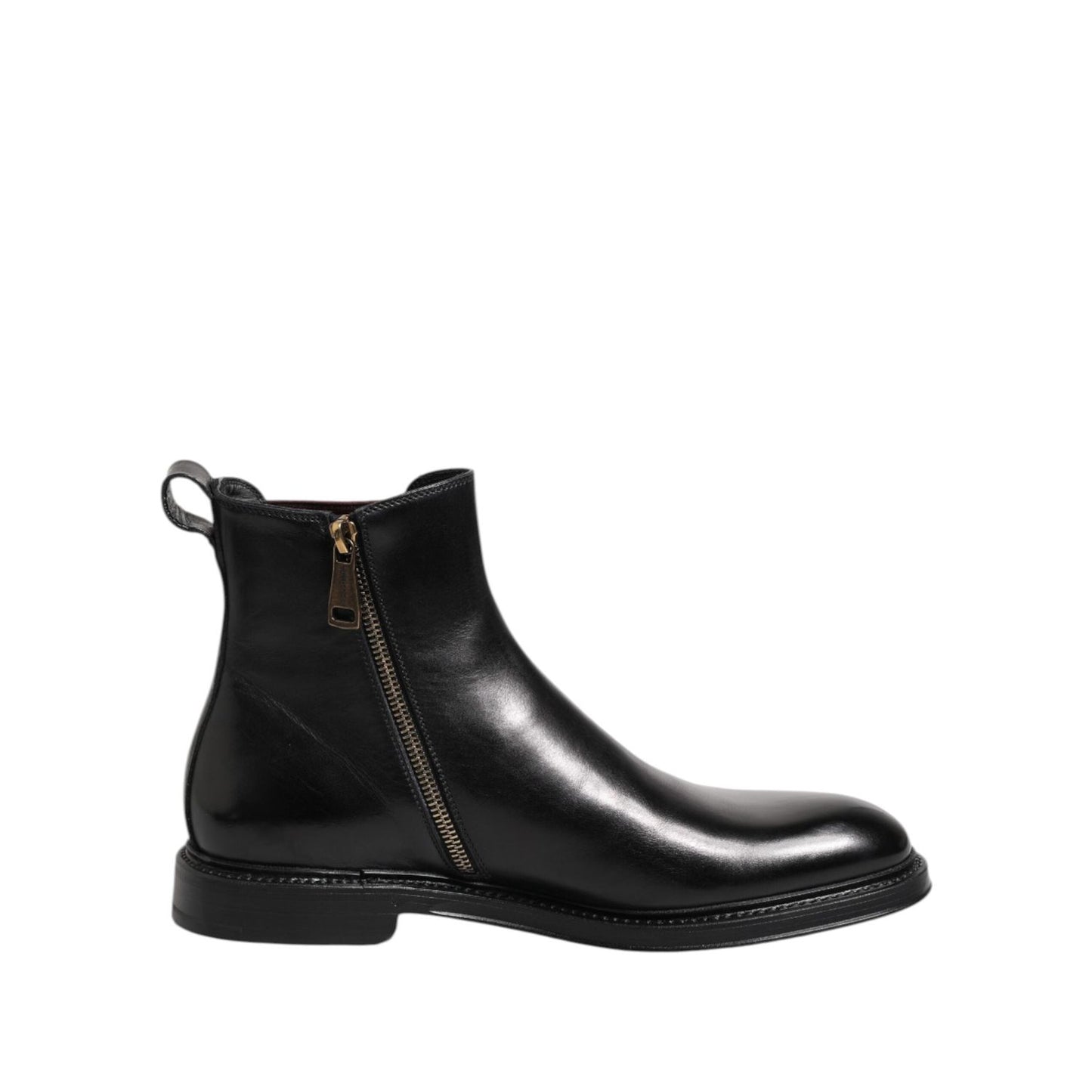 Dolce & Gabbana Black Chelsea Leather Mid Calf Boots Shoes MV7676-39
