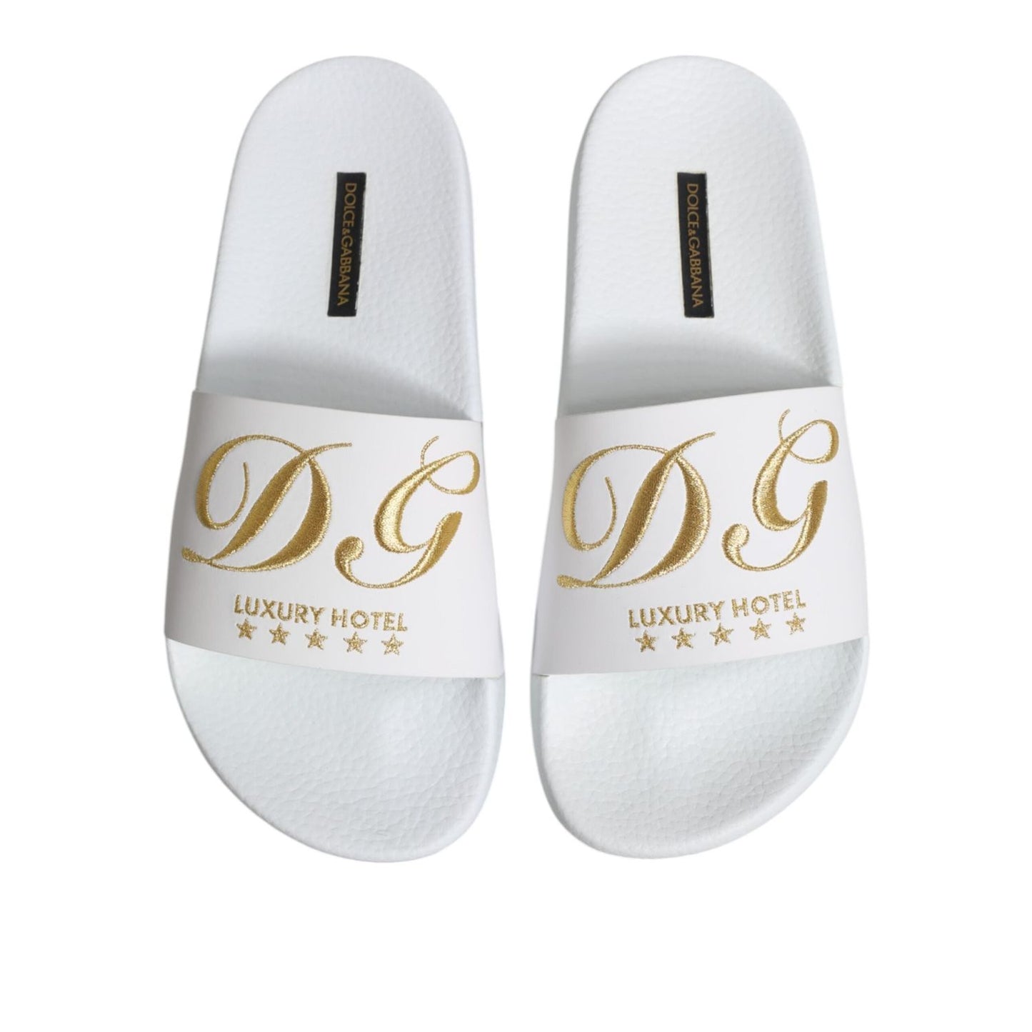 Dolce & Gabbana White Leather Slides Sandals Beachwear Shoes MV7388-39
