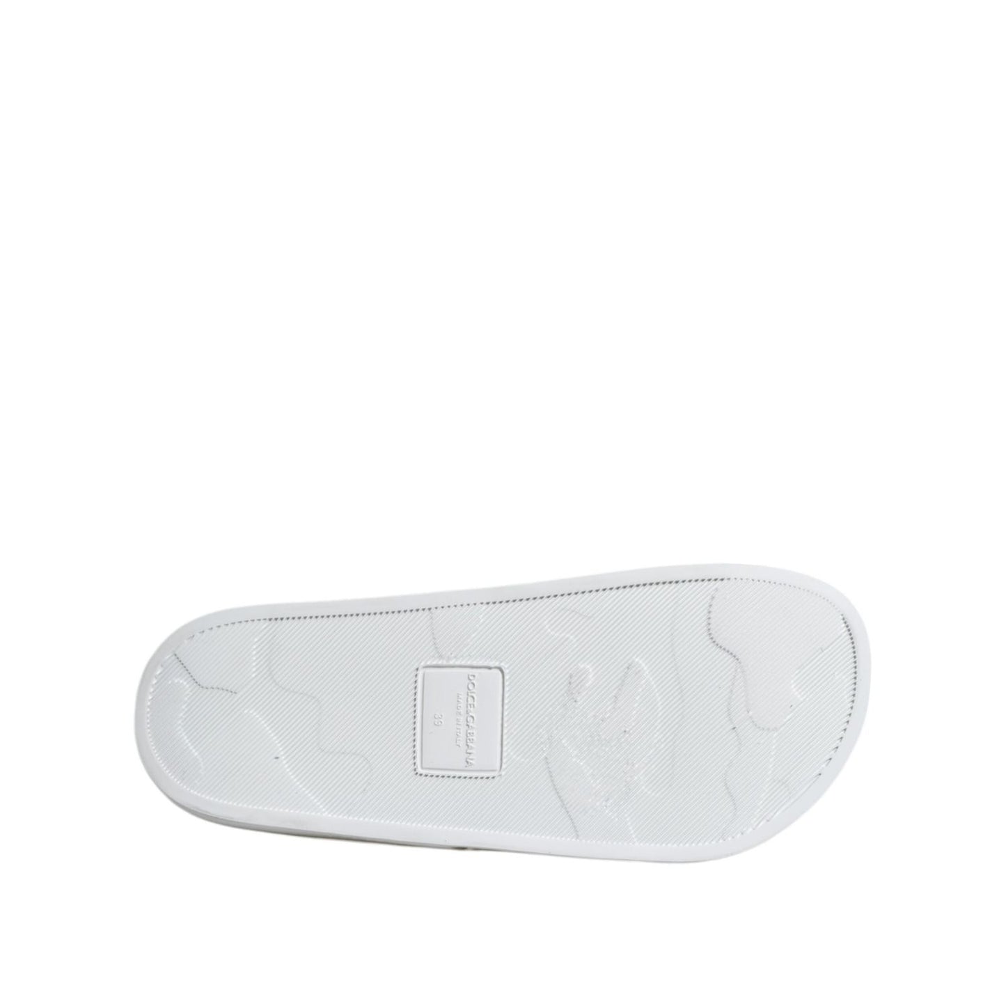 Dolce & Gabbana White Leather Slides Sandals Beachwear Shoes MV7388-39
