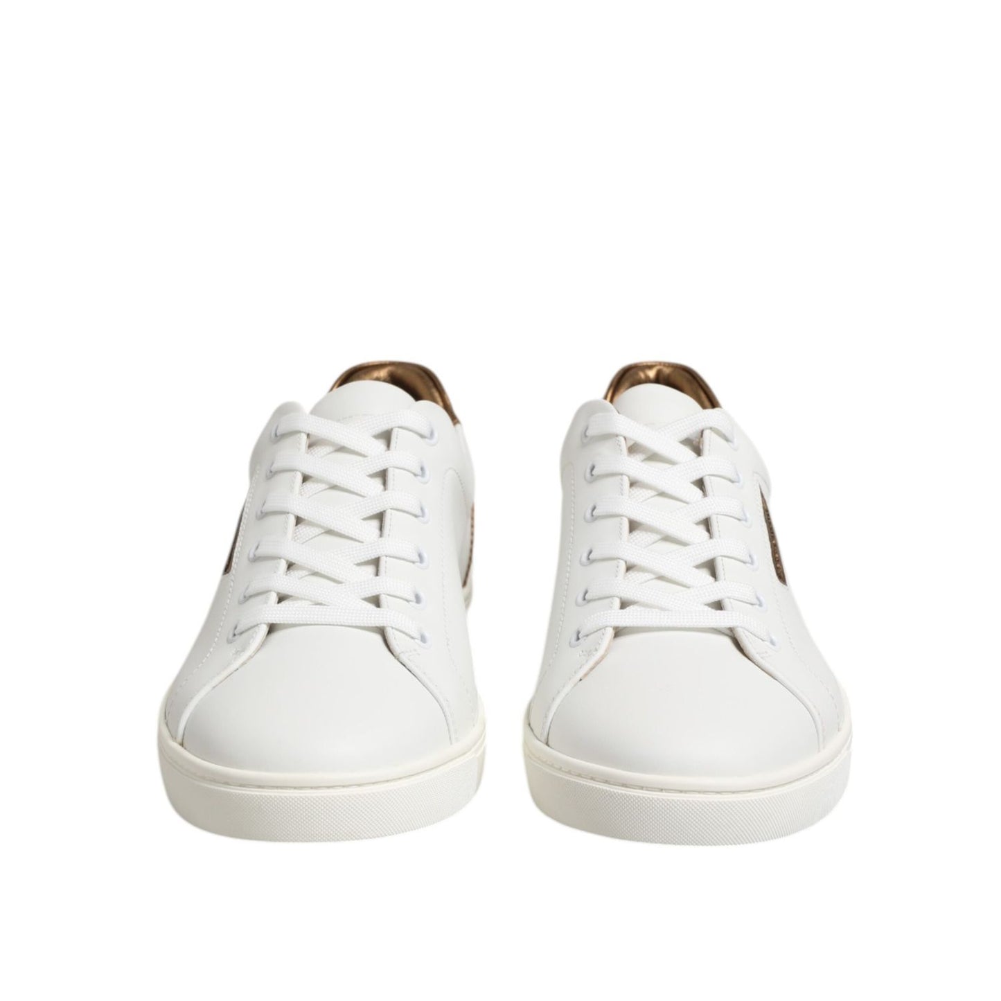Dolce & Gabbana White Brown Leather Low Top Sneakers Shoes MV7384-45