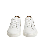 Dolce & Gabbana White Brown Leather Low Top Sneakers Shoes MV7384-45