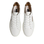 Dolce & Gabbana White Brown Leather Low Top Sneakers Shoes MV7384-45