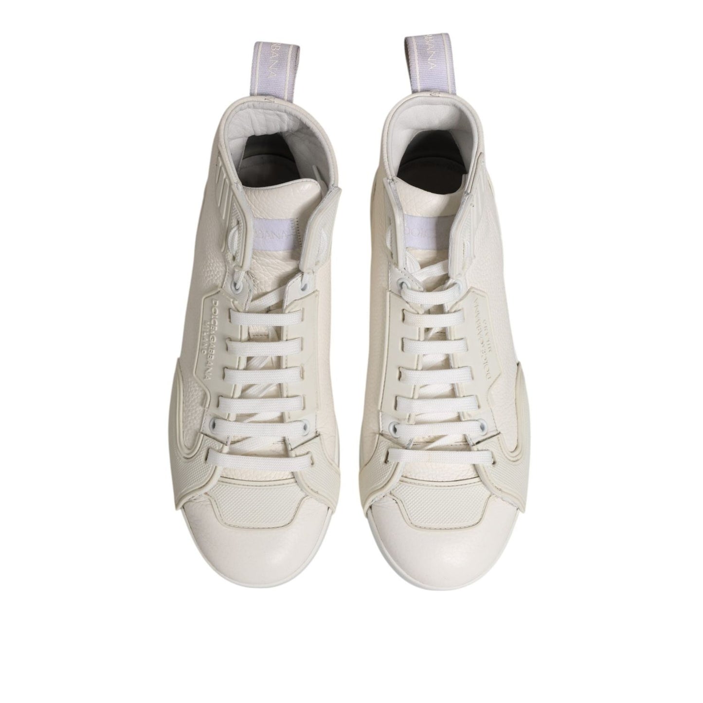 Dolce & Gabbana White Leather Mid Top Sneakers Shoes MV7537-42.5