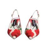 Dolce & Gabbana White Floral Heels Slingback Sandals Shoes LA11702-37