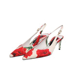 Dolce & Gabbana White Floral Heels Slingback Sandals Shoes LA11702-37