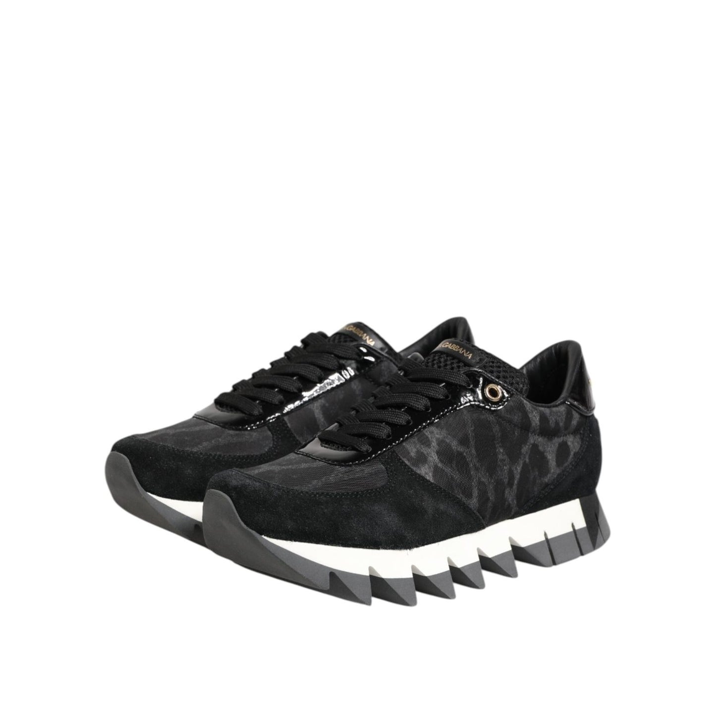 Dolce & Gabbana Black Gray Leopard Low Top Sneakers Shoes LA12748-36.5