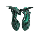 Dolce & Gabbana Green Python Leather Heels Sandals Shoes LA11455-41