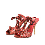 Dolce & Gabbana Coral Python Leather Heels Sandals Shoes