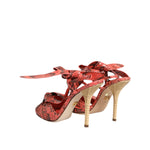Dolce & Gabbana Coral Python Leather Heels Sandals Shoes
